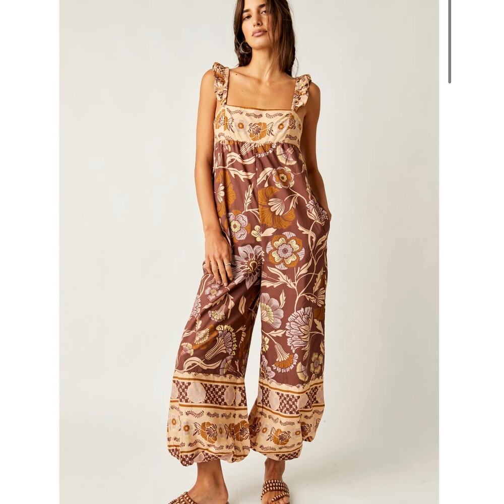 Free People Bali Albright Jumpsuit NWT Size XS - Coffee